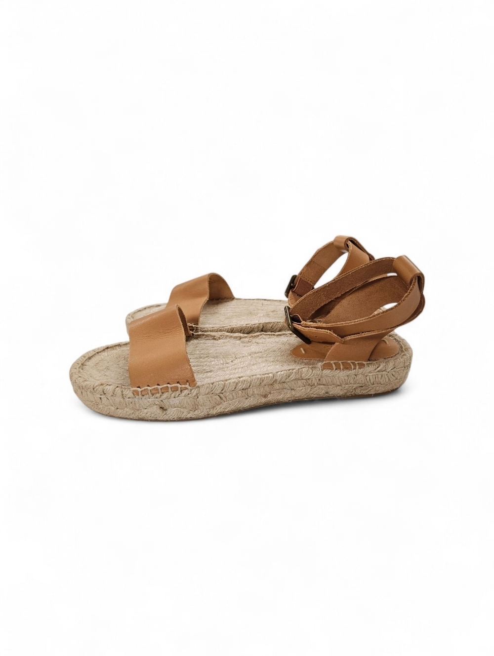 Soludos Cadiz Platform Espadrille Sandal In Tan Leather And Cream Size 8.5 - Picture 4 of 11